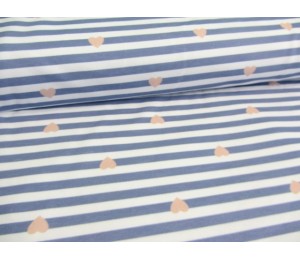 Paul & Clara Mini Stripes - Herzen blau rosa